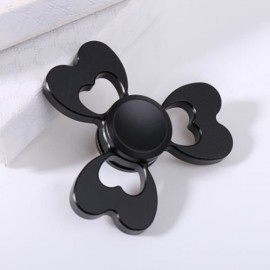 ALLOY FIDGET EDC TOY CLOVER SHAPED FINGER GYRO (BLACK)
