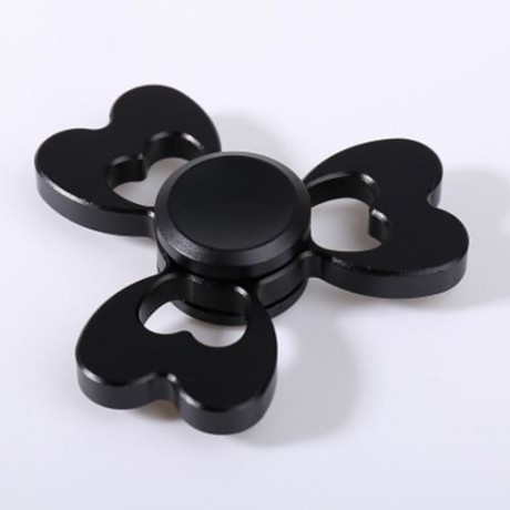 ALLOY FIDGET EDC TOY CLOVER SHAPED FINGER GYRO (BLACK)
