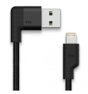 VH L901 MFI CERTIFICATION 8 PIN USB DATA SYNC CHARGING CABLE NYLON BRAIDED CORD - 1.2M (BL