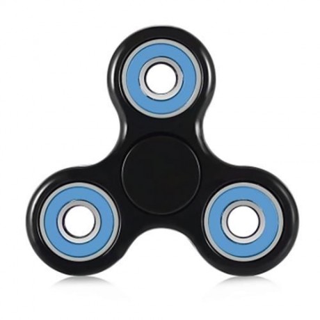 TRILATERAL PATTERN ABS HAND SPINNER STEEL BEARINGS FINGER TOY (BLACK AND BLUE)