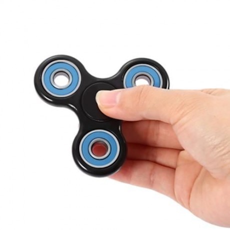 TRILATERAL PATTERN ABS HAND SPINNER STEEL BEARINGS FINGER TOY (BLACK AND BLUE)