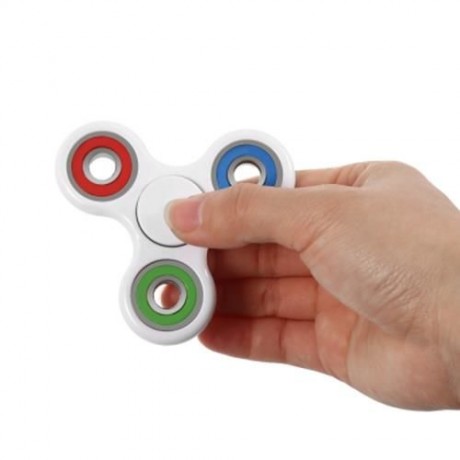 COLORFUL TRILATERAL PATTERN ABS HAND SPINNER STEEL BEARINGS (WHITE)