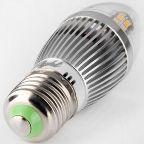 YOUOKLIGHT 380LM E27 5W 28 SMD 2835 LEDS SILVER FIN CANDLE LAMP - 3000K (WARM WHITE)