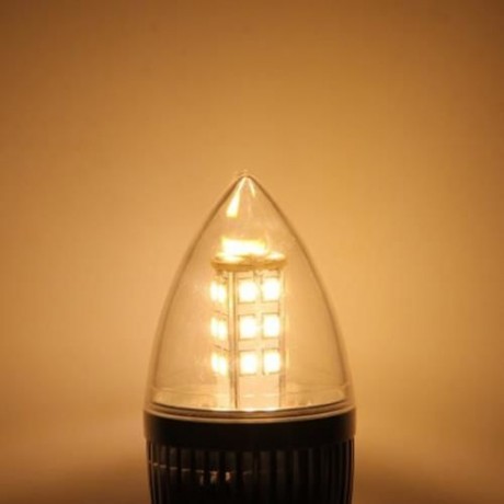 YOUOKLIGHT 380LM E27 5W 28 SMD 2835 LEDS SILVER FIN CANDLE LAMP - 3000K (WARM WHITE)