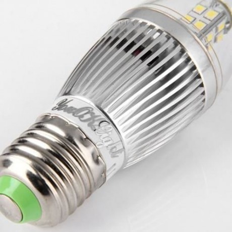 YOUOKLIGHT 380LM E27 5W 28 SMD 2835 LEDS SILVER FIN CANDLE LAMP - 3000K (COOL WHITE)