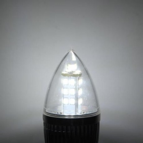 YOUOKLIGHT 380LM E27 5W 28 SMD 2835 LEDS SILVER FIN CANDLE LAMP - 3000K (COOL WHITE)