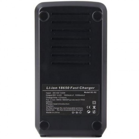 SOSHINE S2 LED INDICATOR LIGHT 2-SLOT 18650 17650 BATTERY CHARGER - 100 - 240V (BLACK)