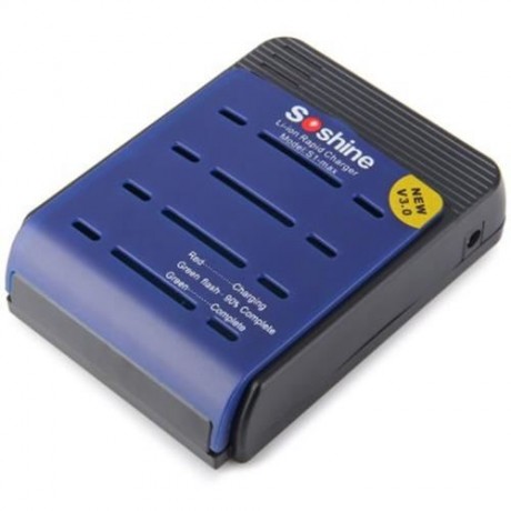 SOSHINE S1MAX - V3 LED INDICATOR LIGHT 4-SLOT 18650 17650 BATTERY CHARGER - 100 - 240V (BL
