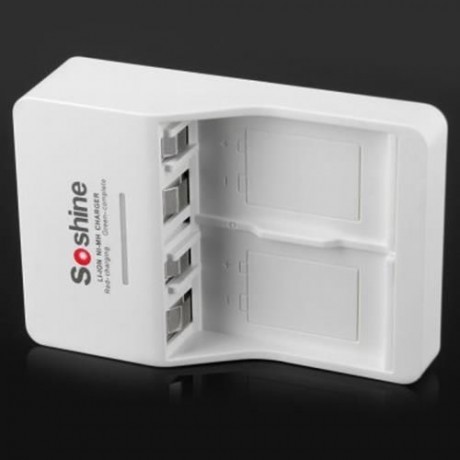 SOSHINE V1 9 VOLT 2-SLOT LI-ION NI-MH SMART BATTERY CHARGER - 250V (WHITE)