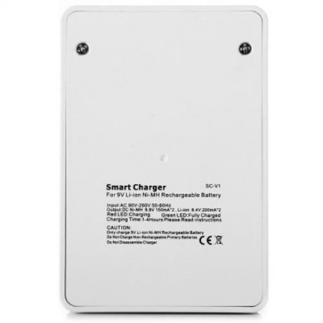 SOSHINE V1 9 VOLT 2-SLOT LI-ION NI-MH SMART BATTERY CHARGER - 250V (WHITE)