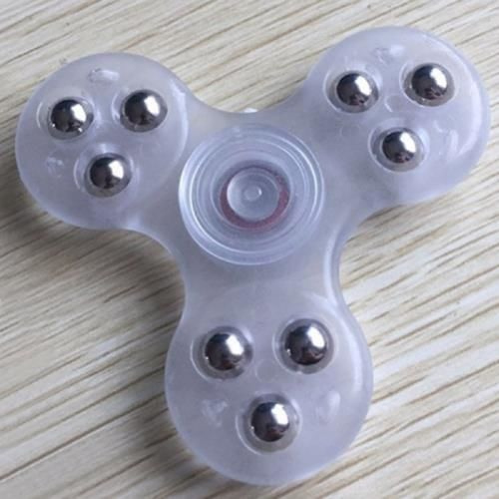 9 BEADS FINGERTIP STRESS RELIEF TOY FINGER GYRO SPINNER (CLEAR WHITE)