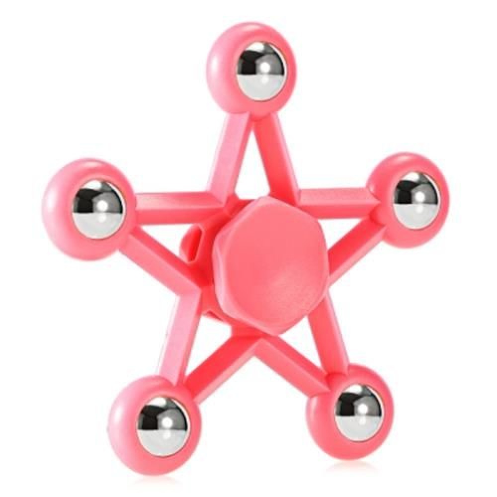 FIVE-POINTED STAR PLASTIC HAND SPINNER FUNNY STRESS RELIEVER RELAXATION GIFT (PINK)
