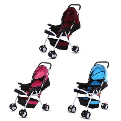 MOONSATER 1602 PRAM UNIVERSAL CASTERS FOLDABLE BABY STROLLER (ROSE RED)