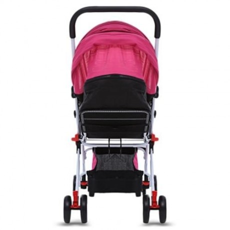 MOONSATER 1602 PRAM UNIVERSAL CASTERS FOLDABLE BABY STROLLER (ROSE RED)