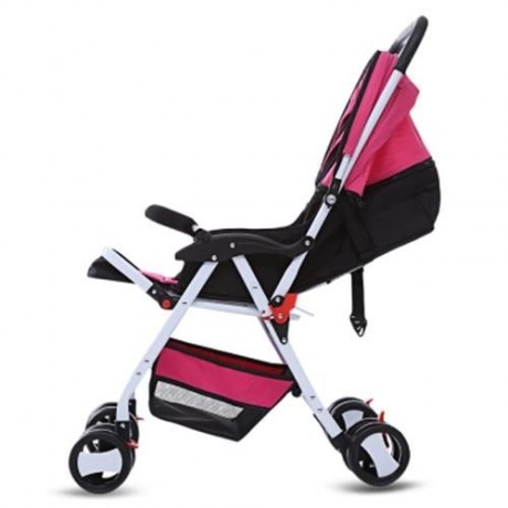 MOONSATER 1602 PRAM UNIVERSAL CASTERS FOLDABLE BABY STROLLER (ROSE RED)