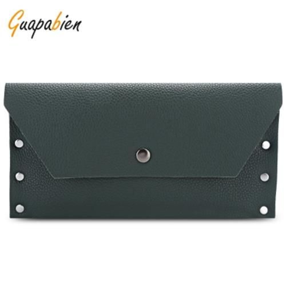 GUAPABIEN SIMPLE RIVET CLUTCH WALLET CARD HOLDER FOR WOMEN (GREEN)