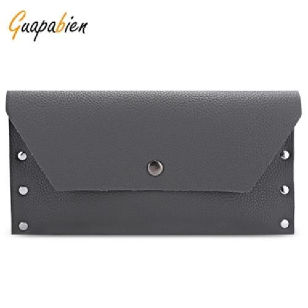 GUAPABIEN SIMPLE RIVET CLUTCH WALLET CARD HOLDER FOR WOMEN (GRAY)
