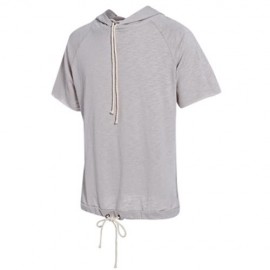 CUT OFF PULLOVER HALF SLEEVE SOLID COLOR MALE HOODIES (KHAKI)