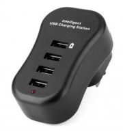 C401 4 PORT INTELLIGENT USB CHARGING STATION - 100 - 260V (BLACK)