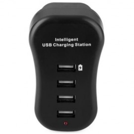 C401 4 PORT INTELLIGENT USB CHARGING STATION - 100 - 260V (BLACK)