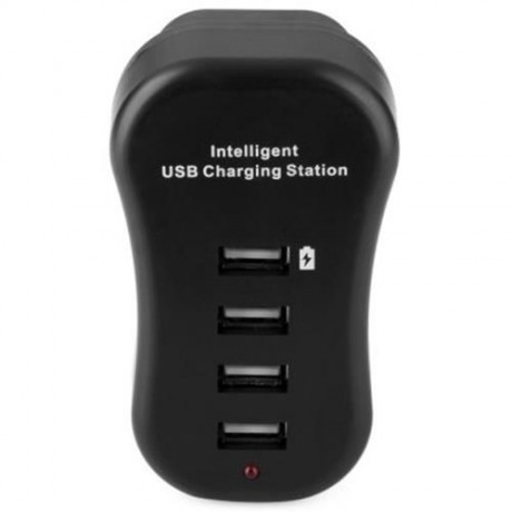 C401 4 PORT INTELLIGENT USB CHARGING STATION - 100 - 260V (BLACK)