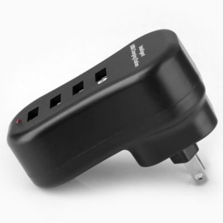 C401 4 PORT INTELLIGENT USB CHARGING STATION - 100 - 260V (BLACK)