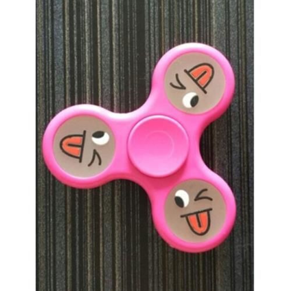 SMILING FACE STREE RELIEF TOY TRIANGLE FIDGET SPINNER (PINK)
