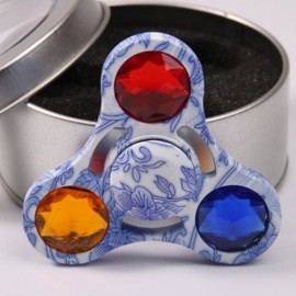 COLORFUL FAKE CRYSTAL EMBELLISHED FOCUS TOY FIDGET SPINNER GYRO (WHITE)