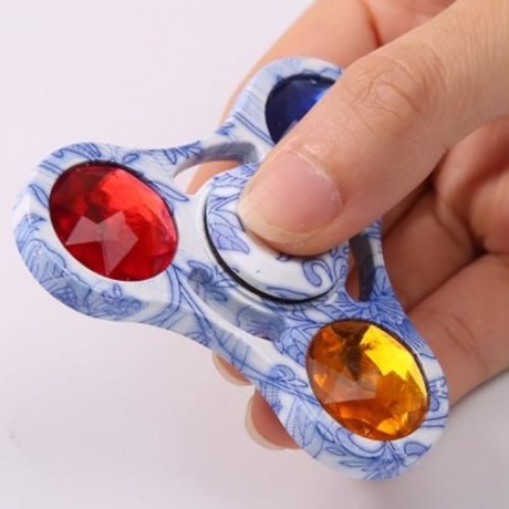 COLORFUL FAKE CRYSTAL EMBELLISHED FOCUS TOY FIDGET SPINNER GYRO (WHITE)