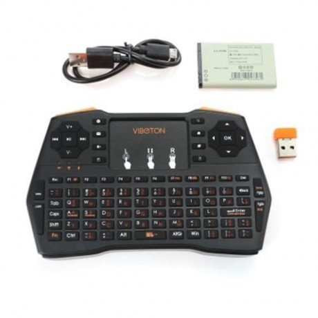 VIBOTON I8 PLUS HANDHELD WIRELESS KEYBOARD WITH TOUCH PAD (BLACK)