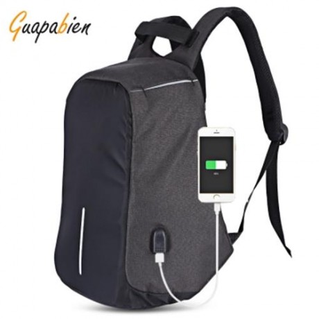 GUAPABIEN MULTIFUNCTION TRAVEL USB PORT BACKPACK FOR MEN (BLACK)