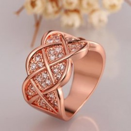 STYLISH WOMEN'S RHINESTONE WAVY PRINT ROSE GOLDEN RING (ROSE GOLD)