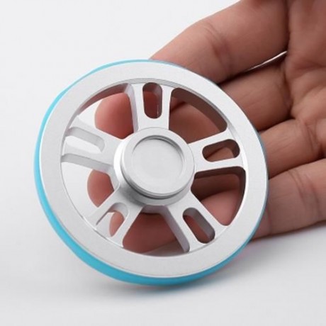 WHEEL FIDGET METAL SPINNER WITH DECORATIVE ELASTIC BANDS (SILVER)