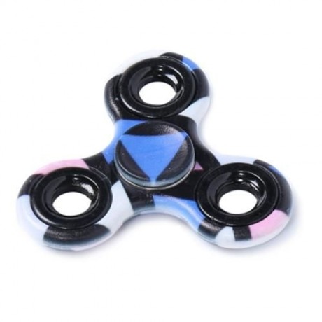 STRESS RELIEF TOY PRINTED FINGER GYRO PLASTIC FIDGET SPINNER (BLUE)