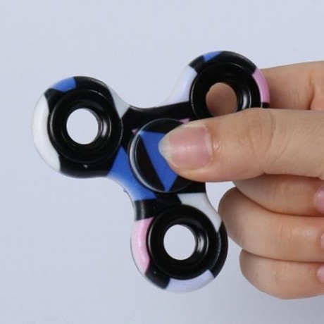 STRESS RELIEF TOY PRINTED FINGER GYRO PLASTIC FIDGET SPINNER (BLUE)