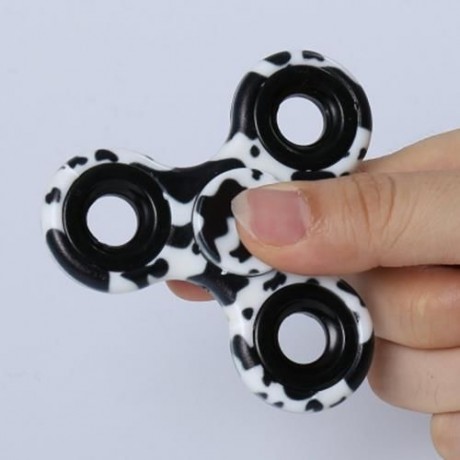 STRESS RELIEF TOY PRINTED FINGER GYRO PLASTIC FIDGET SPINNER (BLACK)