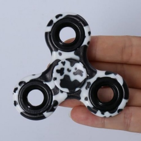 STRESS RELIEF TOY PRINTED FINGER GYRO PLASTIC FIDGET SPINNER (BLACK)