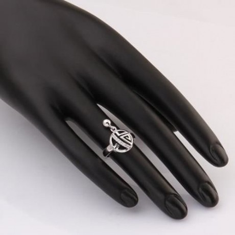 CHIC WOMEN'S RHINESTONE OPENWORK WHITE GOLD RING (PLATINUM)