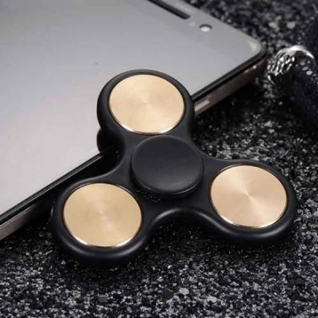FIDDLE TOY COPPER BLADES FINGER GYRO FIDGET SPINNER (BLACK)