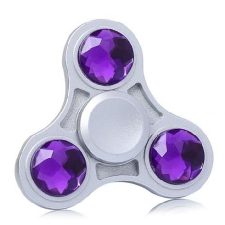 ZINC ALLOY FIDGET TOY FINGER SPINNER WITH FAUX CRYSTAL (PURPLE)