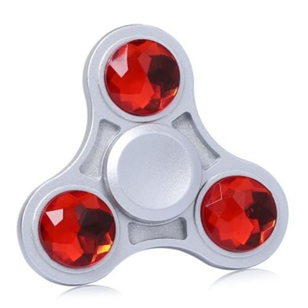 ZINC ALLOY FIDGET TOY FINGER SPINNER WITH FAUX CRYSTAL (RED)