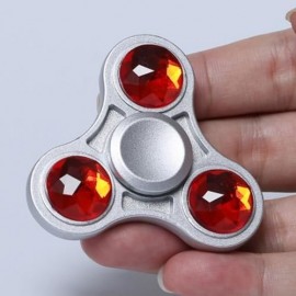 ZINC ALLOY FIDGET TOY FINGER SPINNER WITH FAUX CRYSTAL (RED)