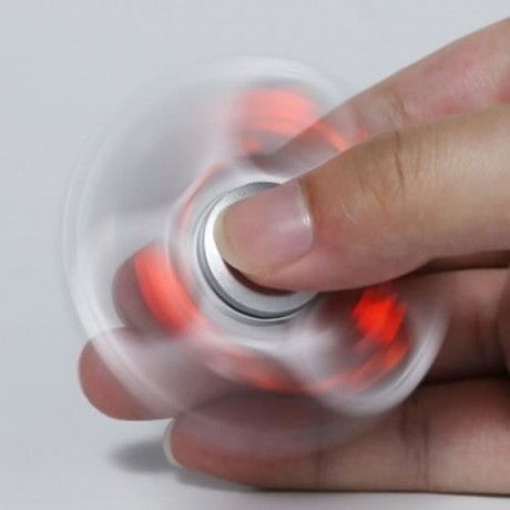ZINC ALLOY FIDGET TOY FINGER SPINNER WITH FAUX CRYSTAL (RED)