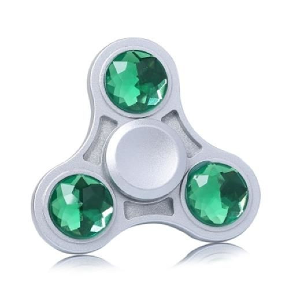 ZINC ALLOY FIDGET TOY FINGER SPINNER WITH FAUX CRYSTAL (GREEN)