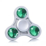 ZINC ALLOY FIDGET TOY FINGER SPINNER WITH FAUX CRYSTAL (GREEN)