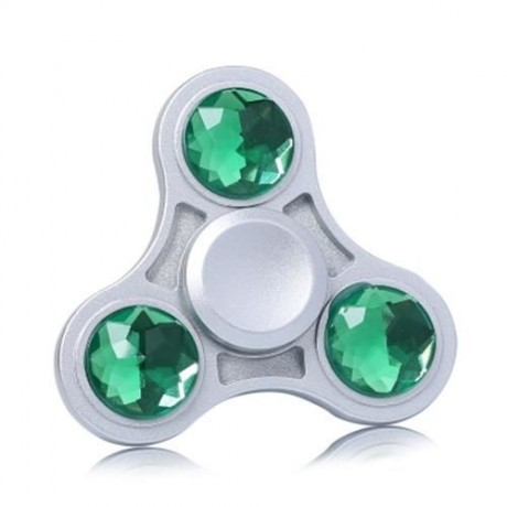 ZINC ALLOY FIDGET TOY FINGER SPINNER WITH FAUX CRYSTAL (GREEN)
