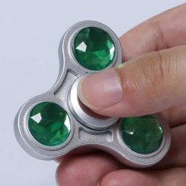 ZINC ALLOY FIDGET TOY FINGER SPINNER WITH FAUX CRYSTAL (GREEN)