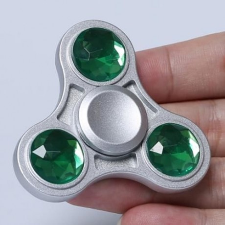 ZINC ALLOY FIDGET TOY FINGER SPINNER WITH FAUX CRYSTAL (GREEN)
