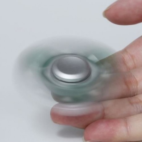 ZINC ALLOY FIDGET TOY FINGER SPINNER WITH FAUX CRYSTAL (GREEN)