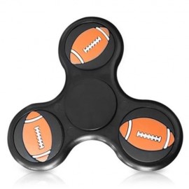 STRESS RELIEF TOY RUGBY PATTERN TRIANGLE FIDGET FINGER SPINNER (BLACK)